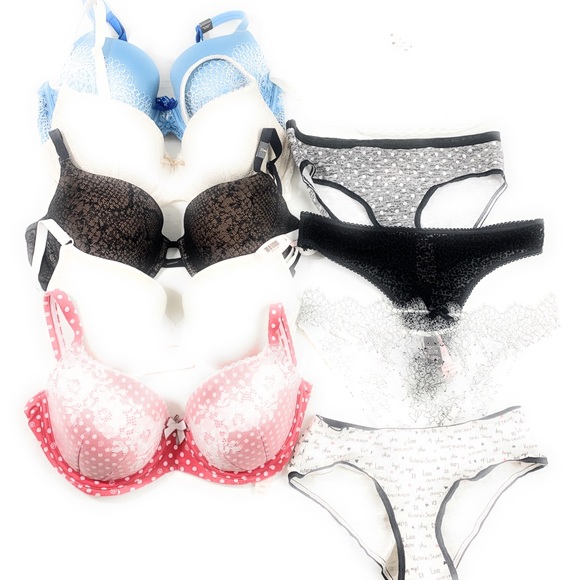1 34D Push Up Bra and 1 Medium Thong Victorias Secret 34D Medium Bra sets Bundle of 2